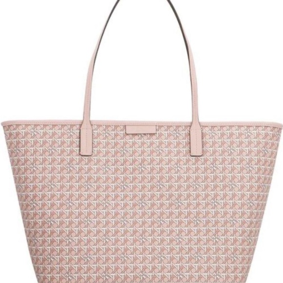 Tory Burch Purse Ever Ready Tote Bag & Pouch Peach Pink Beige Monogram New $298 - Picture 9 of 9